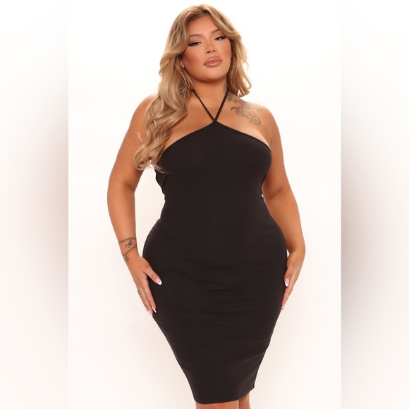 FOREVER 21 KNIT HALTER DRESS - BLACK SIZE 2X (NEW WITH TAGS) - Picture 1 of 4